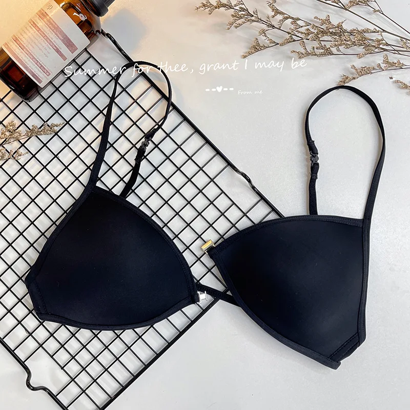 FINETOO Sexy Thin Seamless Bras Women Triangle Cup Underwear Female Beauty Back Front Buckle Bra Cross Straps Tops Lingerie New
