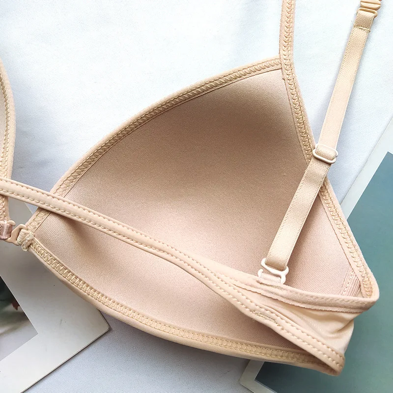 FINETOO Sexy Thin Seamless Bras Women Triangle Cup Underwear Female Beauty Back Front Buckle Bra Cross Straps Tops Lingerie New