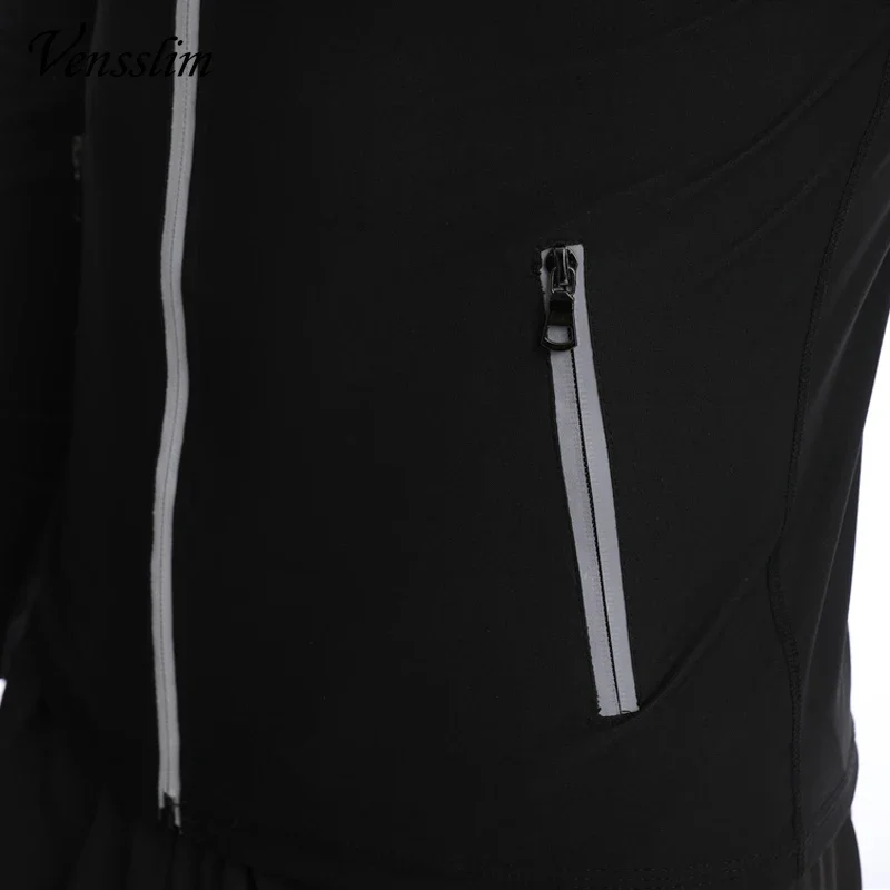 Vensslim Men Sauna Sweat Suit Zipper Waist Trainer Slimming Tops with Packet Fat Burner Body Shaper Belly Trimmer Slim Corset