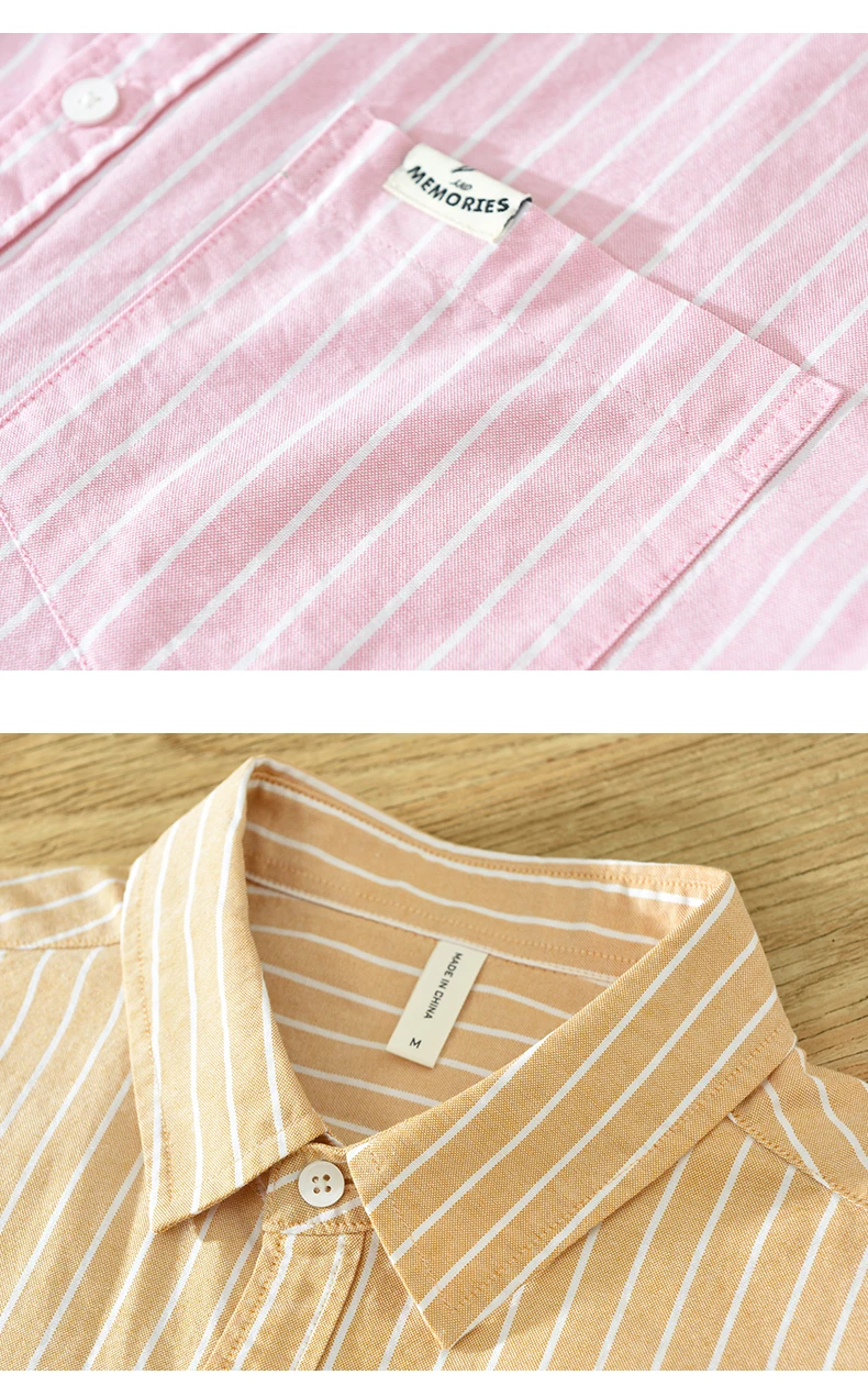 Men's Fashion Striped All-in-one Teen Cotton Comfortable Breathable Trend British Style Outdoor Casual Long-sleeved Cotton Shirt