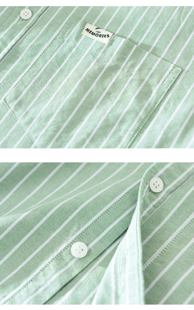 Men's Fashion Striped All-in-one Teen Cotton Comfortable Breathable Trend British Style Outdoor Casual Long-sleeved Cotton Shirt