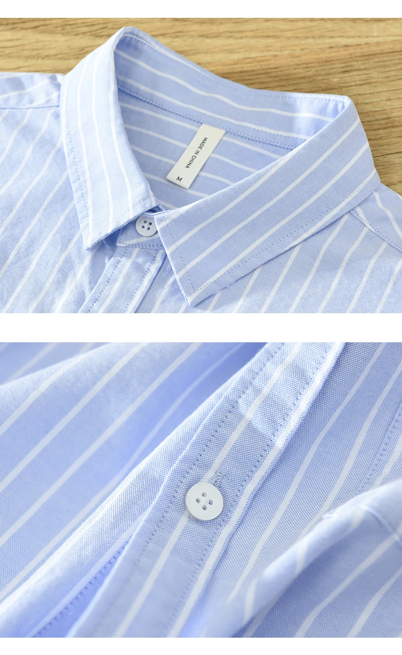 Men's Fashion Striped All-in-one Teen Cotton Comfortable Breathable Trend British Style Outdoor Casual Long-sleeved Cotton Shirt