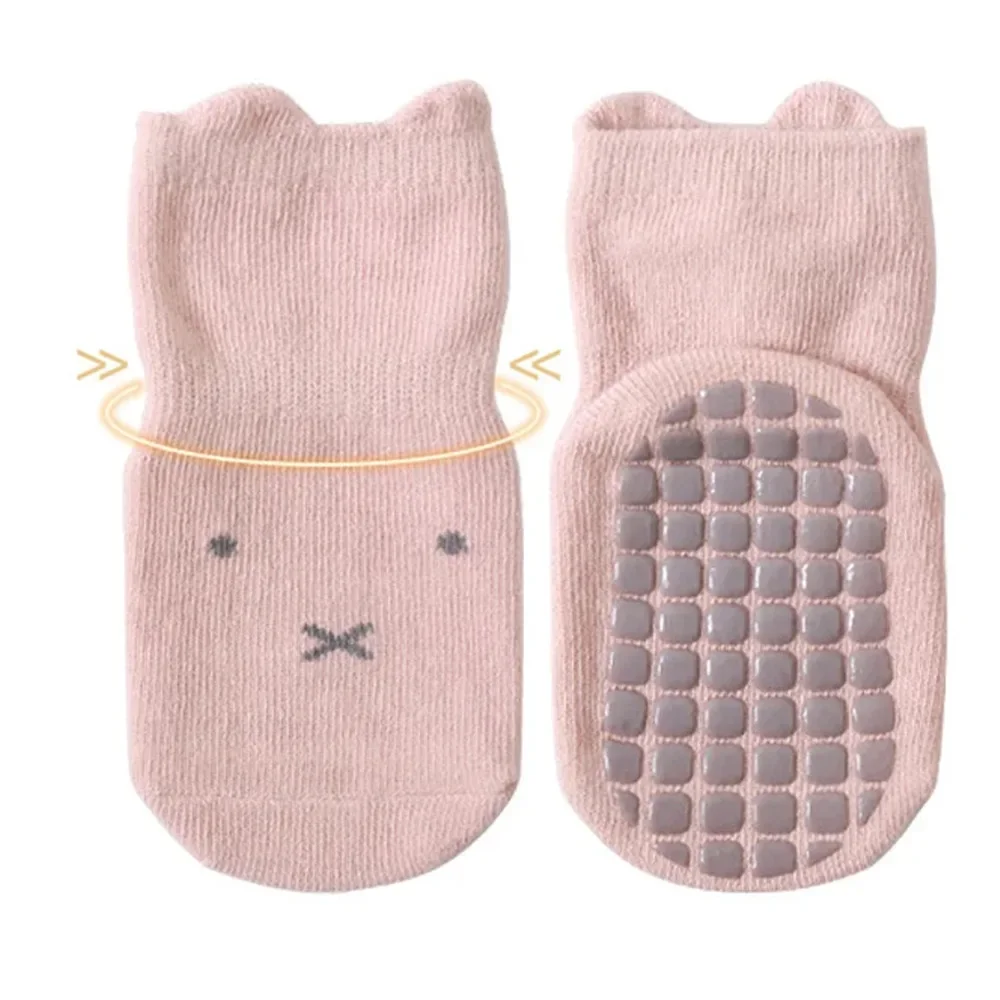 3 Pairs/Set Infant Baby Girls Anti-slip Socks Cotton Cartoon Toddler Girl Mid Tube Sock Children Kid Girl Indoor Rubber Sock Kit