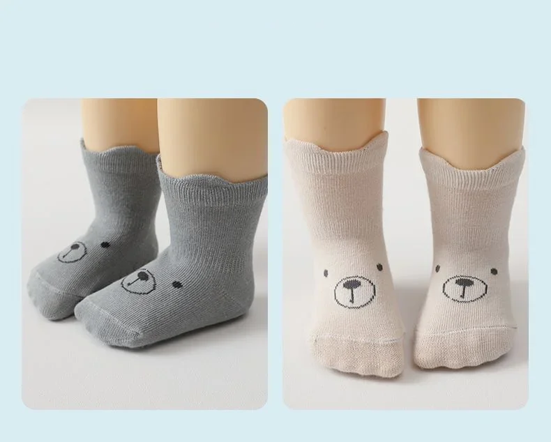 3 Pairs/Set Infant Baby Girls Anti-slip Socks Cotton Cartoon Toddler Girl Mid Tube Sock Children Kid Girl Indoor Rubber Sock Kit