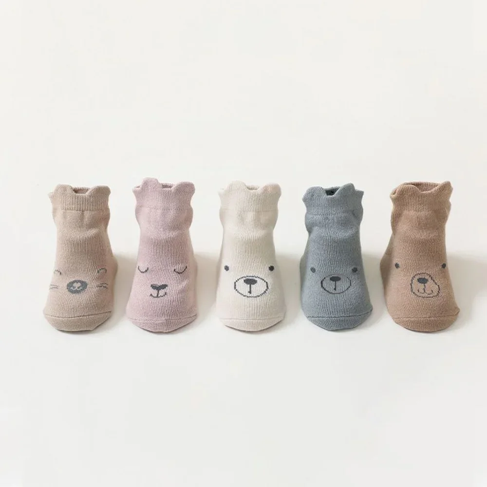 3 Pairs/Set Infant Baby Girls Anti-slip Socks Cotton Cartoon Toddler Girl Mid Tube Sock Children Kid Girl Indoor Rubber Sock Kit