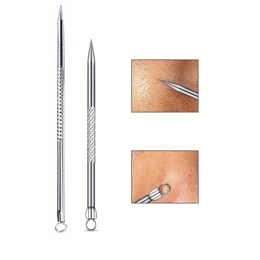 Stainless Steel Blackhead Remover, Pimple Popper Tool for Blemish, Whitehead, Acne Removal, Suitable for Normal Skin