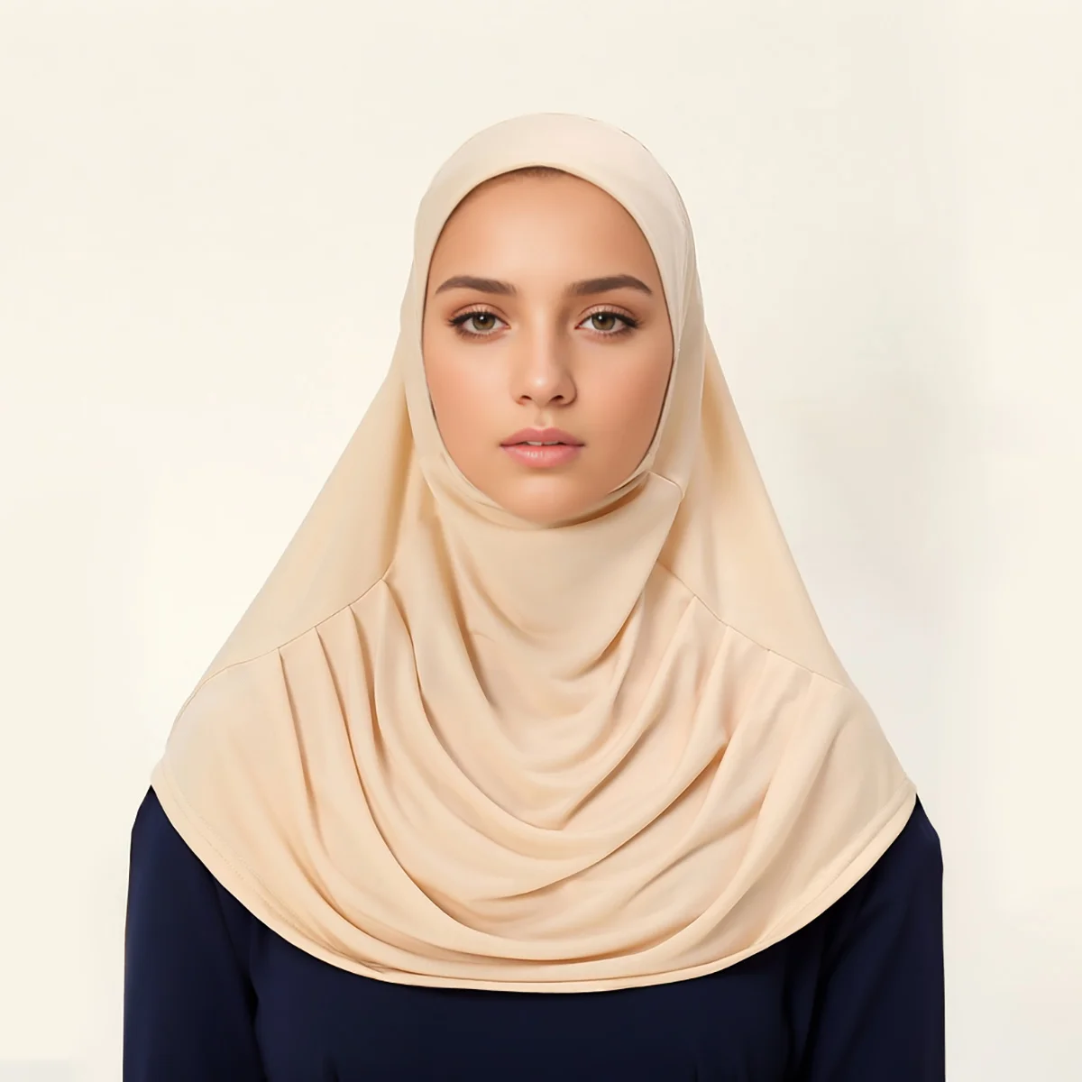 New Ready To Go Wear Instant Hijab for Women Solid Color Hemp Headscarf Neck Cover Sports Hijabs Pinless Islam Shawls and Wraps