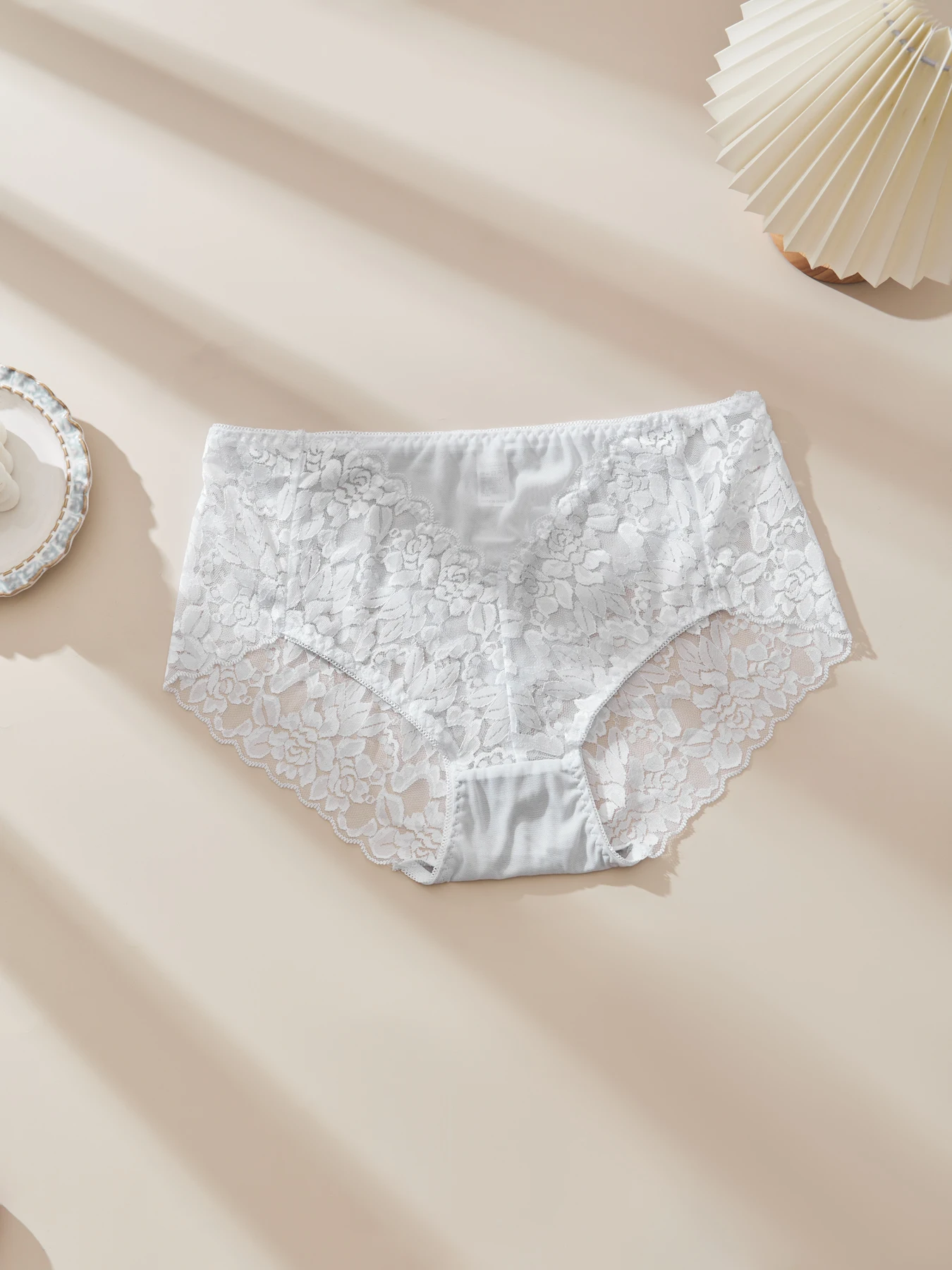Women's High Waist Lace Shorts, Sexy Breathable Super Stretchy Underwear, Solid Color Fashion Women's Clothing, 3 Pieces