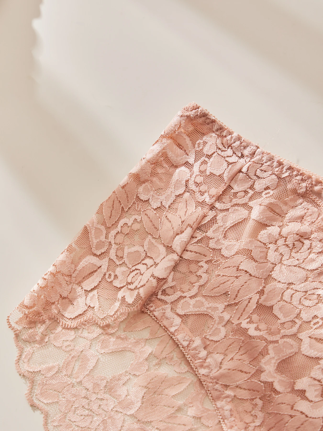 Women's High Waist Lace Shorts, Sexy Breathable Super Stretchy Underwear, Solid Color Fashion Women's Clothing, 3 Pieces