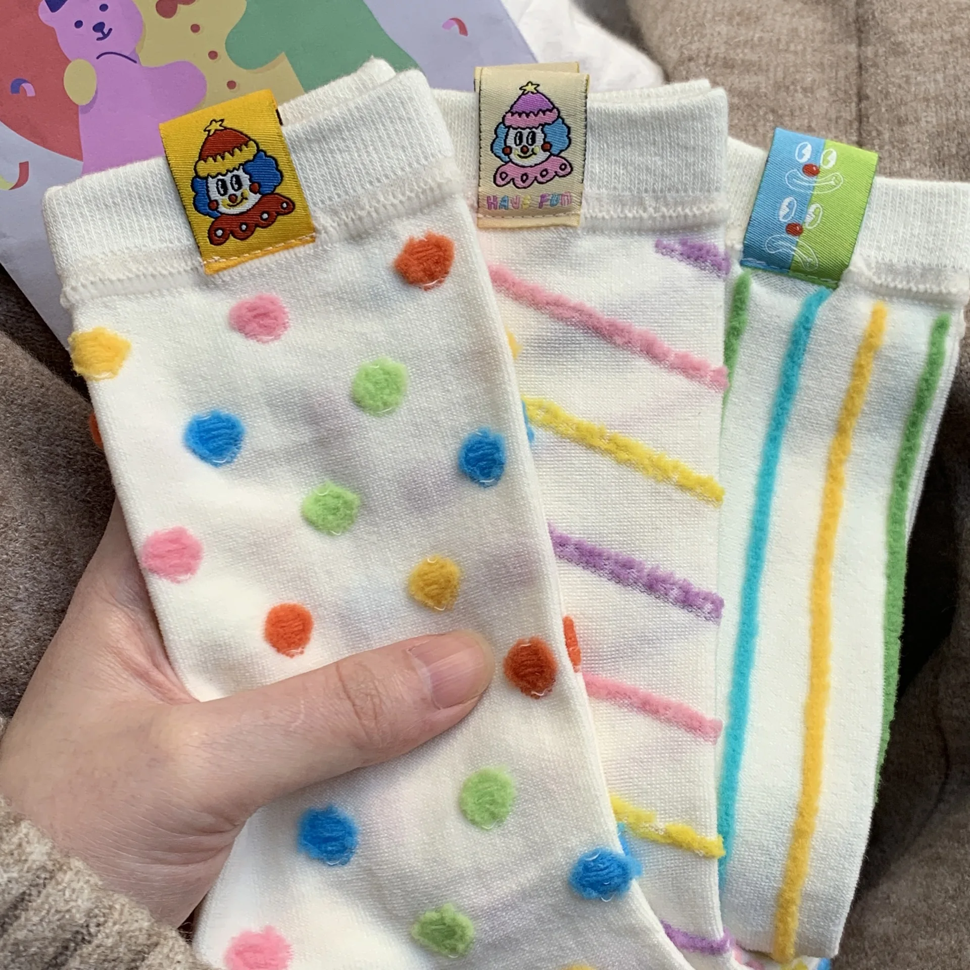Women's Autumn Winter Cotton Long Socks Korean Fashion Colorful Cute Funny Socks Japanese Style For Girls Gift Sweet Style