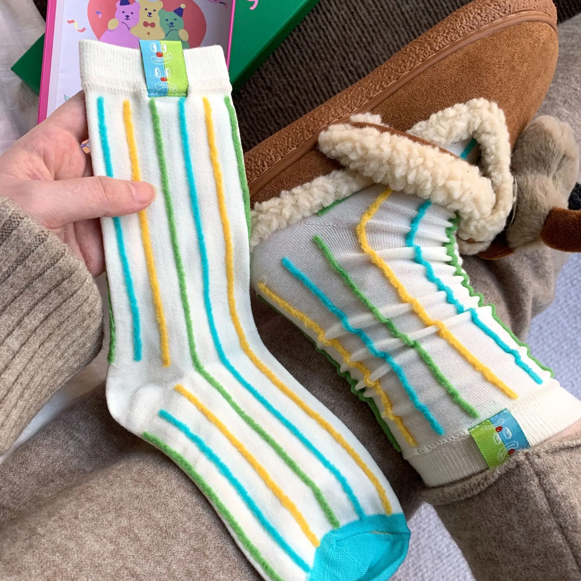 Women's Autumn Winter Cotton Long Socks Korean Fashion Colorful Cute Funny Socks Japanese Style For Girls Gift Sweet Style