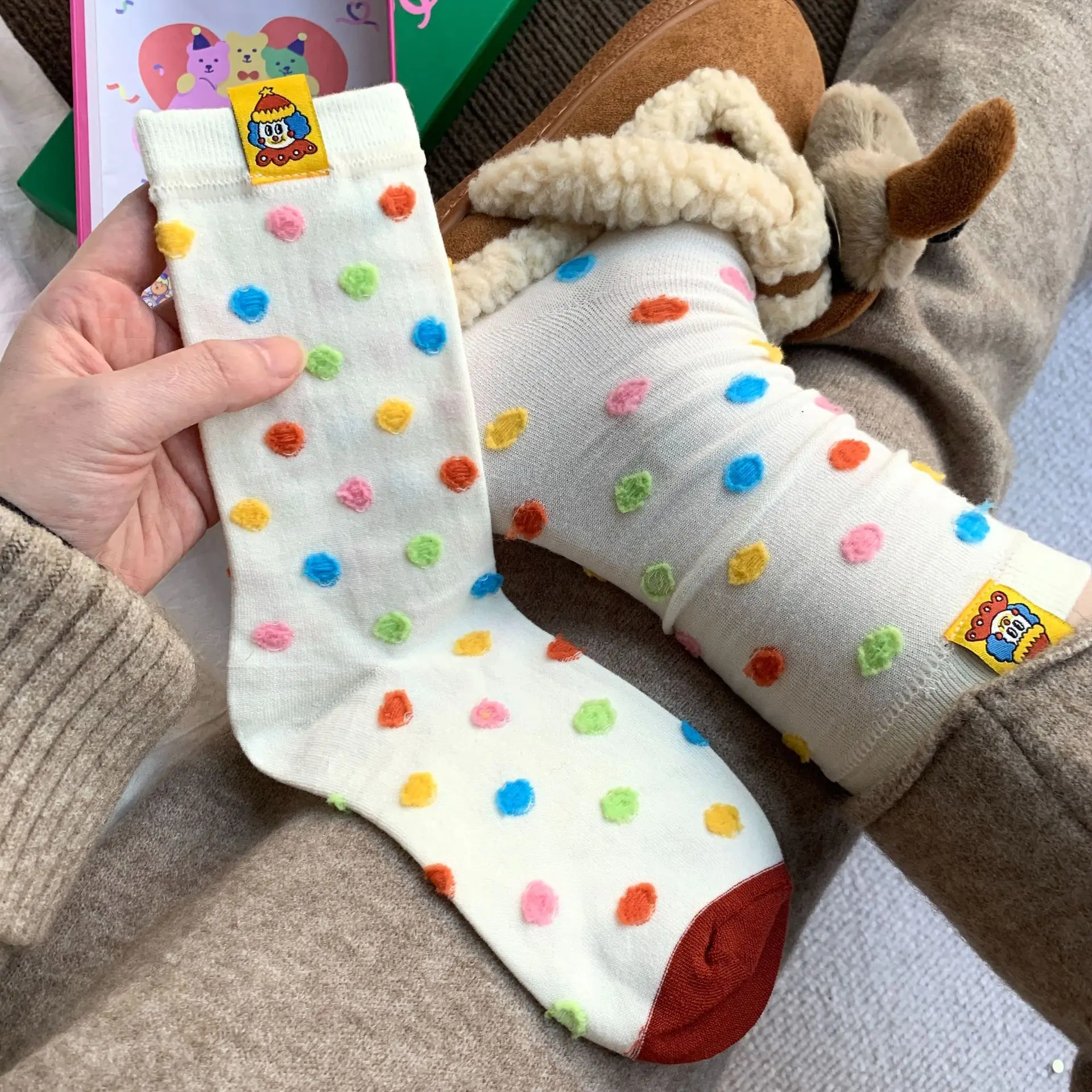 Women's Autumn Winter Cotton Long Socks Korean Fashion Colorful Cute Funny Socks Japanese Style For Girls Gift Sweet Style