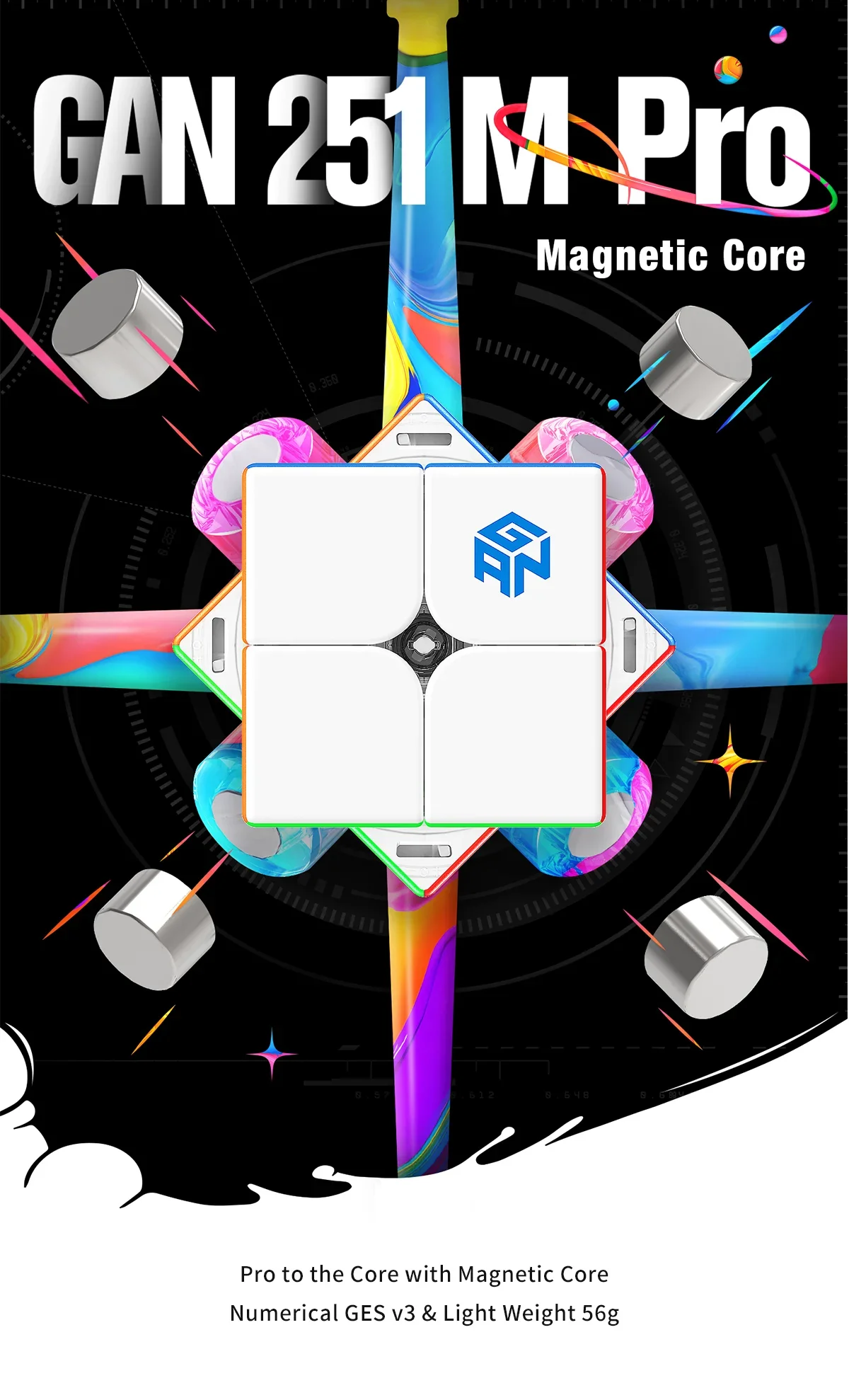 【JudyCube】GAN 251 M Pro 2x2 Magnetic Speed Cube Professional GAN Cube 251M AIR Puzzles GAN 249 V2 Stress Reliever Toys Gan Cubes