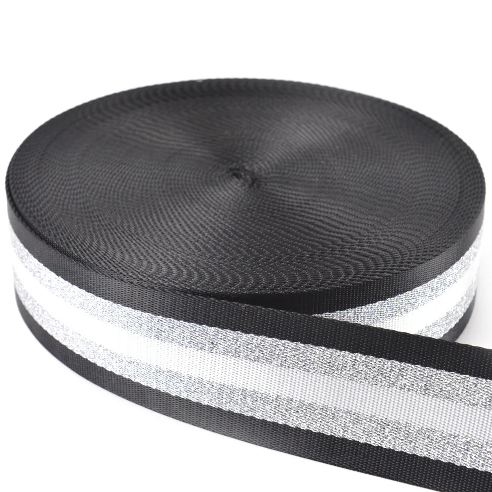 1.5 Inch Wide 3 Meters Metallic Golden/Silver Strip Webbing Strap For Bag Strap DIY Crafting Projects