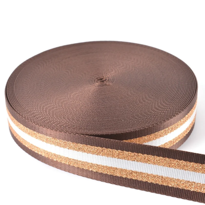 1.5 Inch Wide 3 Meters Metallic Golden/Silver Strip Webbing Strap For Bag Strap DIY Crafting Projects