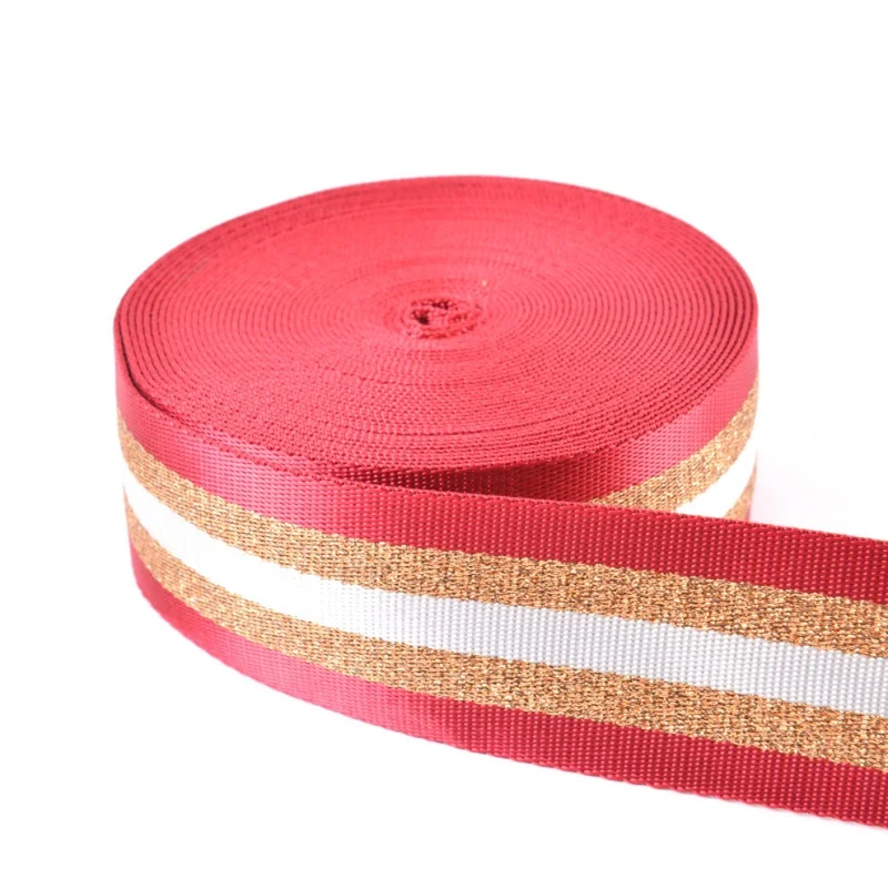 1.5 Inch Wide 3 Meters Metallic Golden/Silver Strip Webbing Strap For Bag Strap DIY Crafting Projects