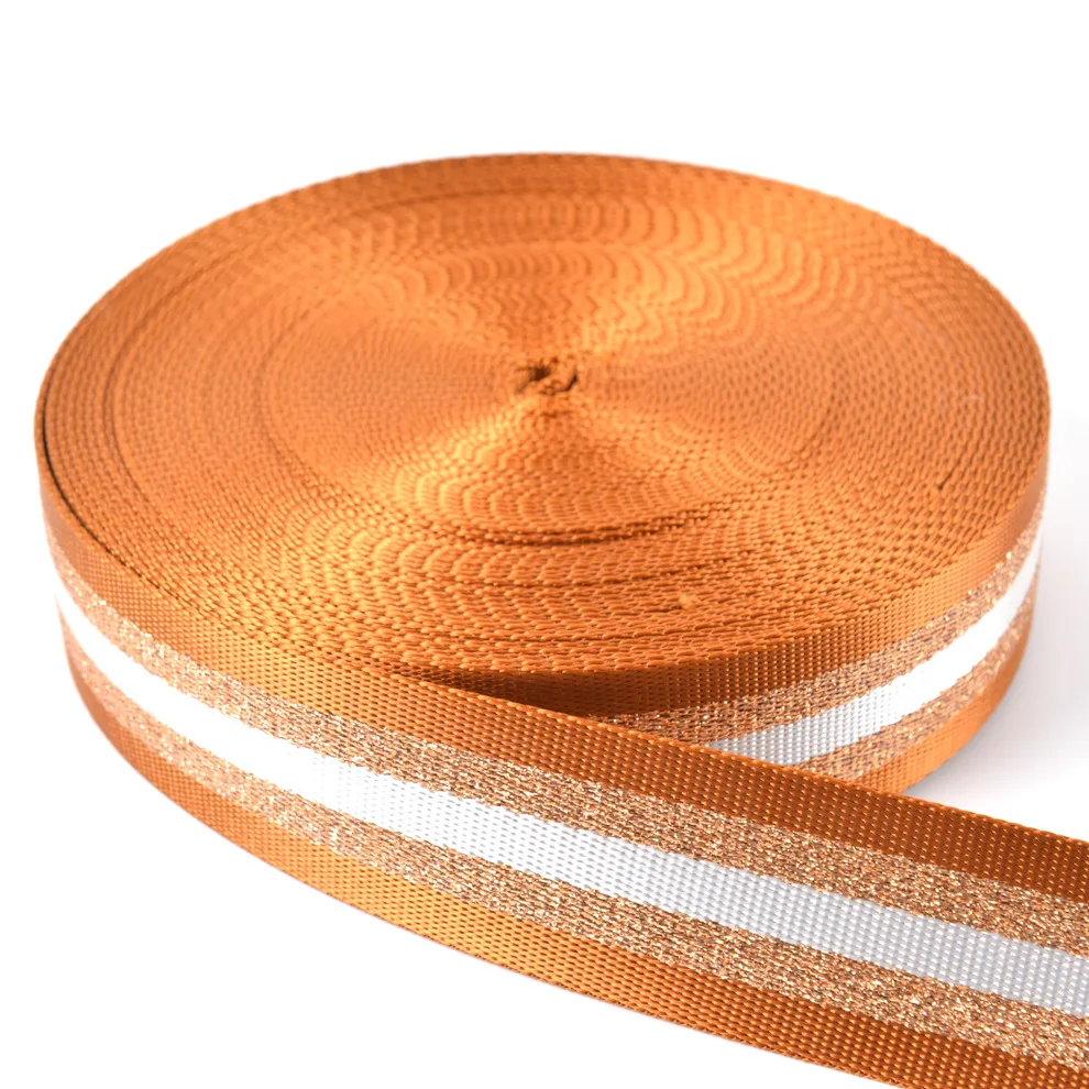 1.5 Inch Wide 3 Meters Metallic Golden/Silver Strip Webbing Strap For Bag Strap DIY Crafting Projects