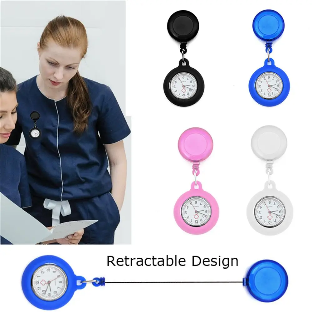 1PC New Retractable Nurse Watch Clip-on Fob Watch Doctor Medical Hanging Brooch Pin Quartz Clock Doctor Nurse Gifts