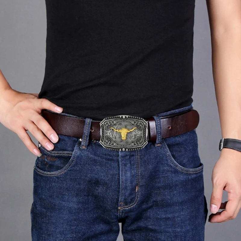 Western Cowboy Relief Belt Buckle Metal Multiple Type Personality Rock Belt Link Buckle Unisex Belt Buckle DIY Supplies