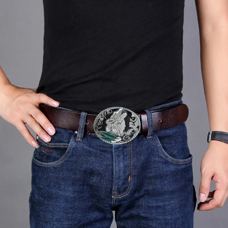 Western Cowboy Relief Belt Buckle Metal Multiple Type Personality Rock Belt Link Buckle Unisex Belt Buckle DIY Supplies