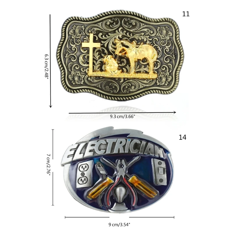 Western Cowboy Relief Belt Buckle Metal Multiple Type Personality Rock Belt Link Buckle Unisex Belt Buckle DIY Supplies