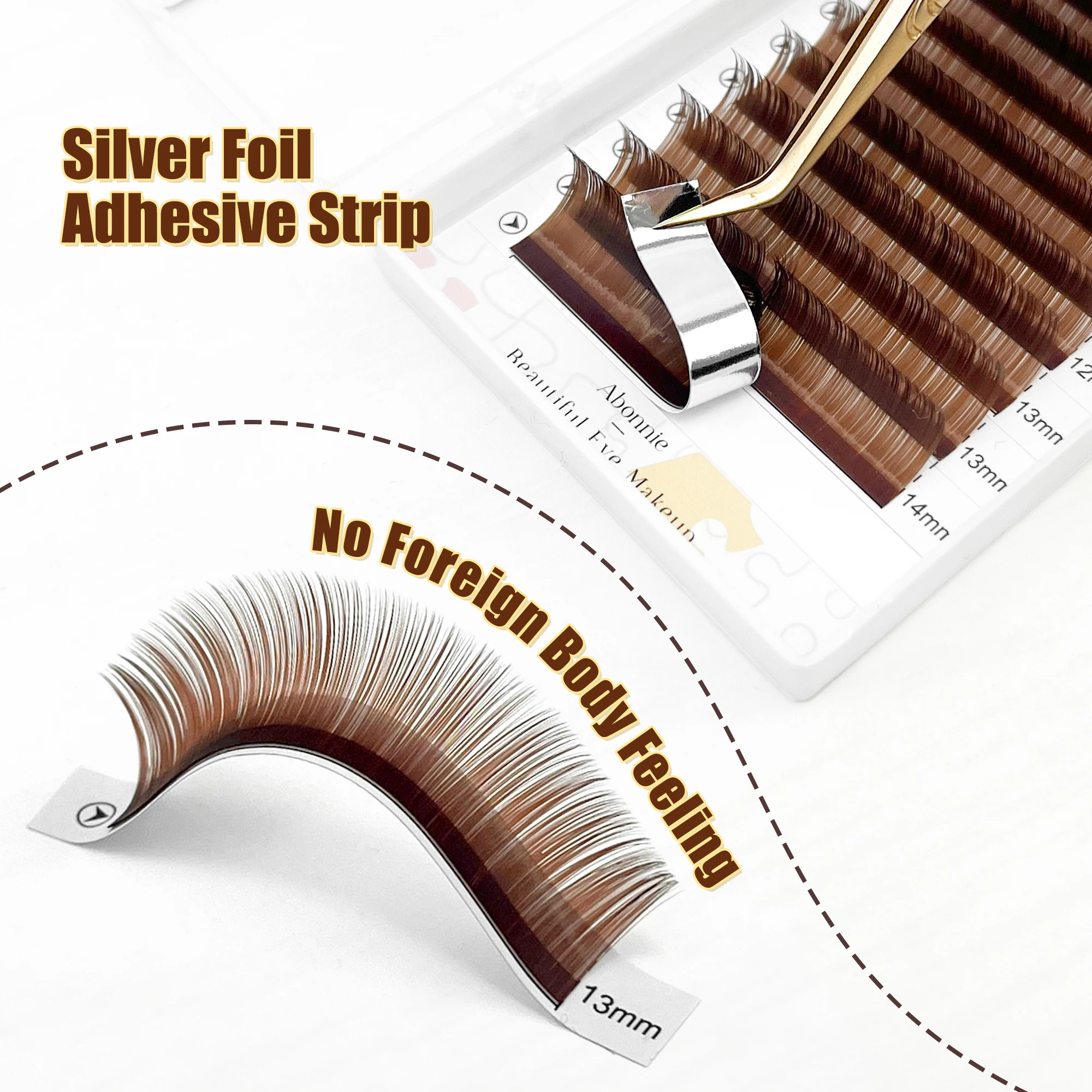ABONNIE Cocoa Brown Individual Volume Eyelashes Extensions C CC D Brown Colored Natural Classic Mink Lashes Tray