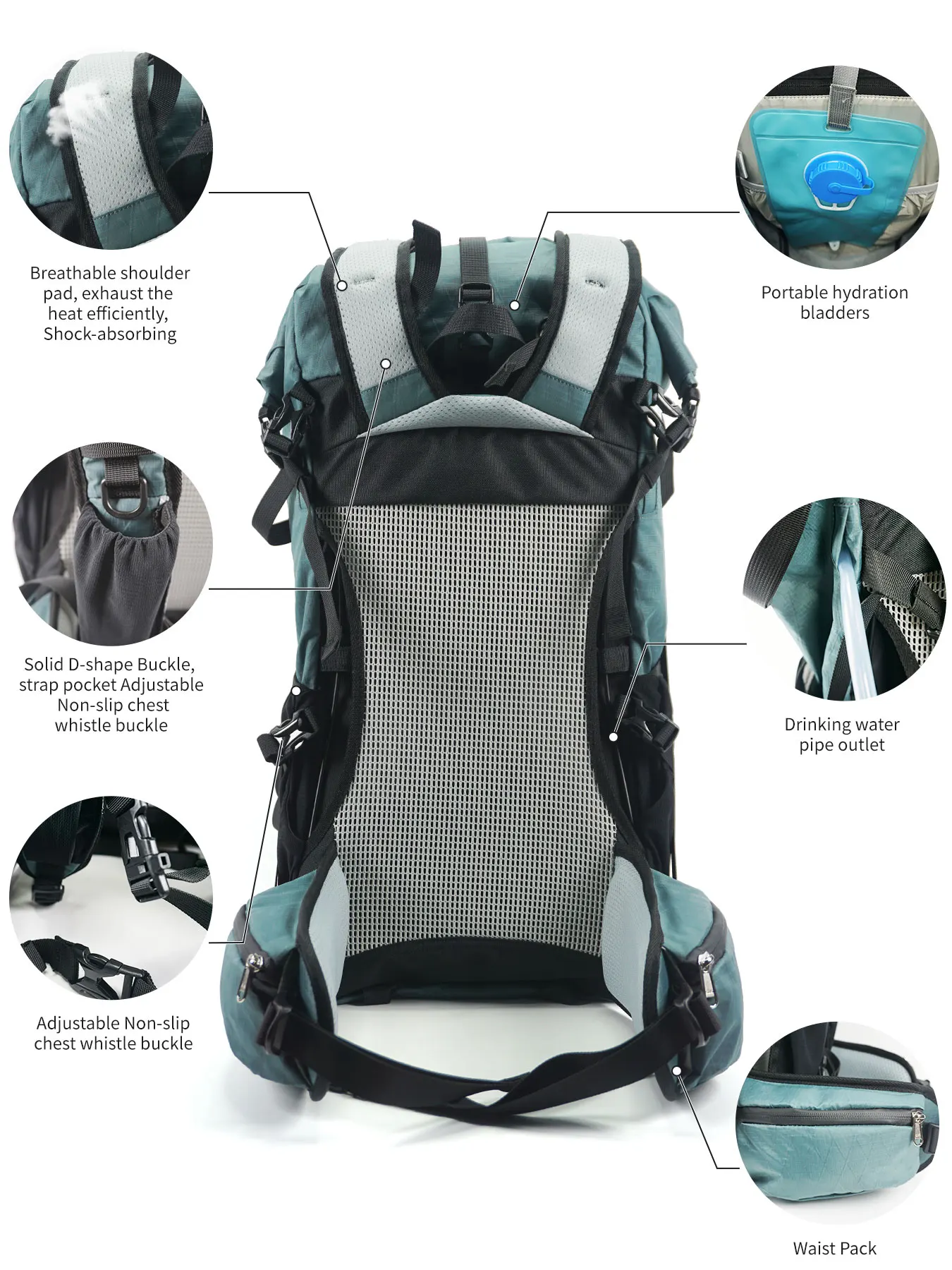 40L Outdoor Hiking Camping Backpack Large Capacity Waterproof Climbing Bag Travel Equipment Men Women's 2024 New Backpack