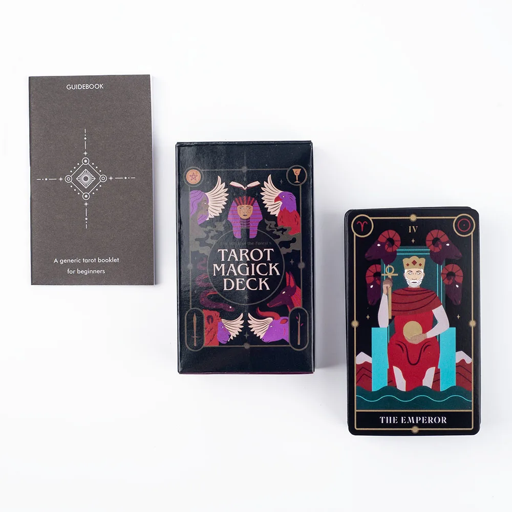Tarot Magick Deck with Guidebook Color Edged Cards Fate Divination FortuneTelling Card Games Party Board Game 10.3x6.1cm
