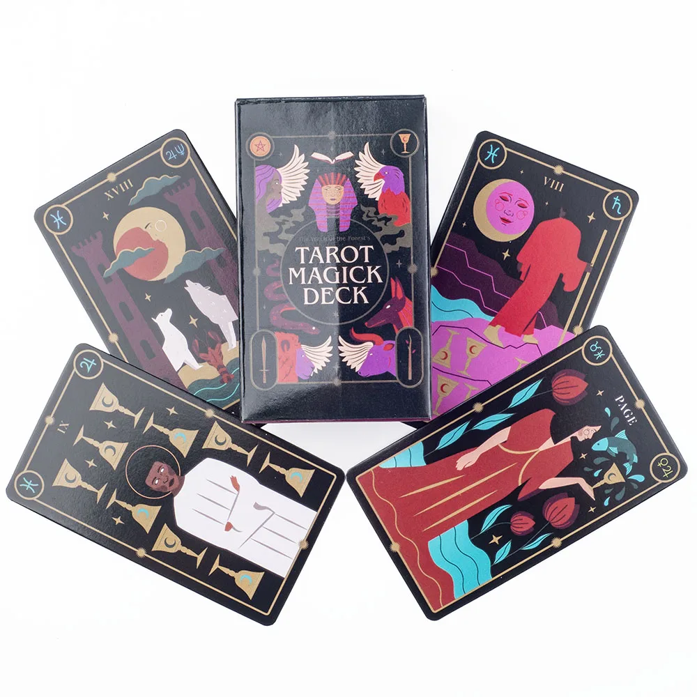 Tarot Magick Deck with Guidebook Color Edged Cards Fate Divination FortuneTelling Card Games Party Board Game 10.3x6.1cm