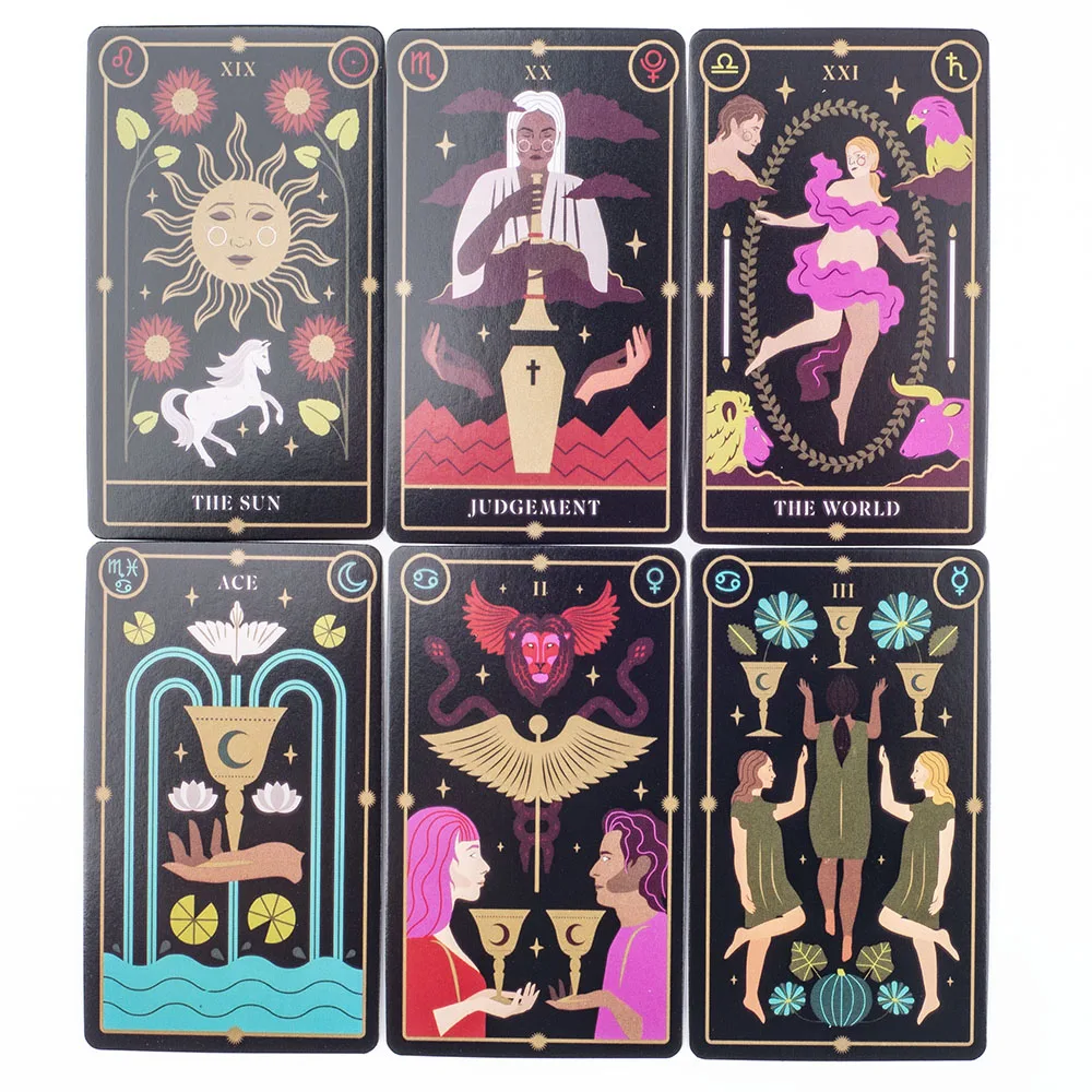 Tarot Magick Deck with Guidebook Color Edged Cards Fate Divination FortuneTelling Card Games Party Board Game 10.3x6.1cm