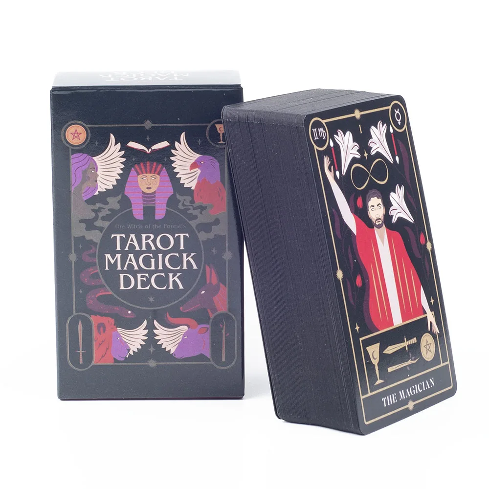 Tarot Magick Deck with Guidebook Color Edged Cards Fate Divination FortuneTelling Card Games Party Board Game 10.3x6.1cm