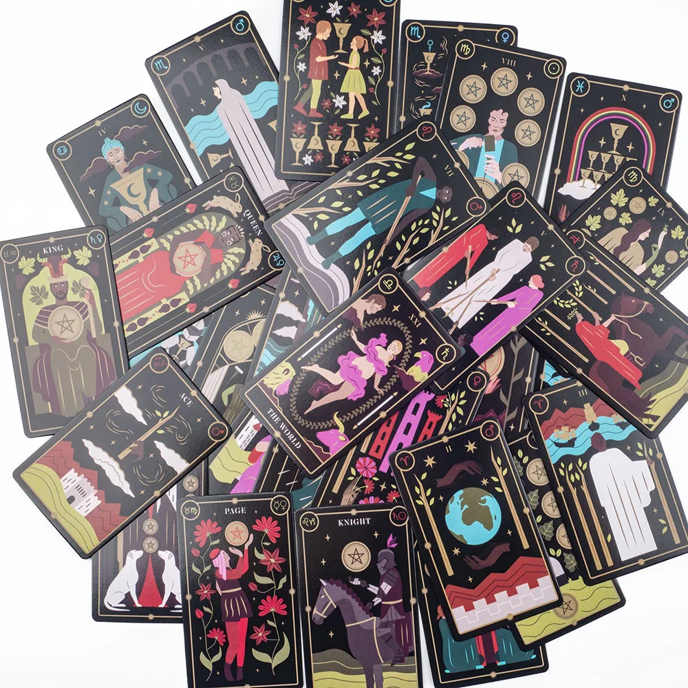 Tarot Magick Deck with Guidebook Color Edged Cards Fate Divination FortuneTelling Card Games Party Board Game 10.3x6.1cm