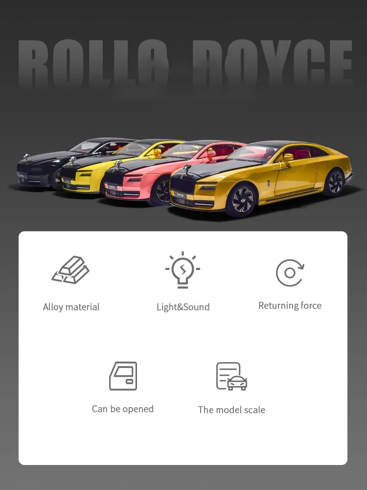 1:24 Rolls Royce Spectre Alloy Diecast Model Car Sound & Light Collection Gifts Christmas Present For Boyfriend Birthday Gifts