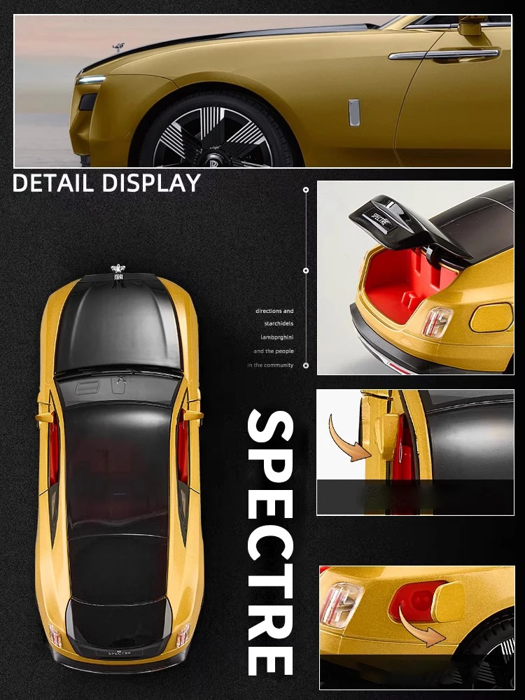 1:24 Rolls Royce Spectre Alloy Diecast Model Car Sound & Light Collection Gifts Christmas Present For Boyfriend Birthday Gifts