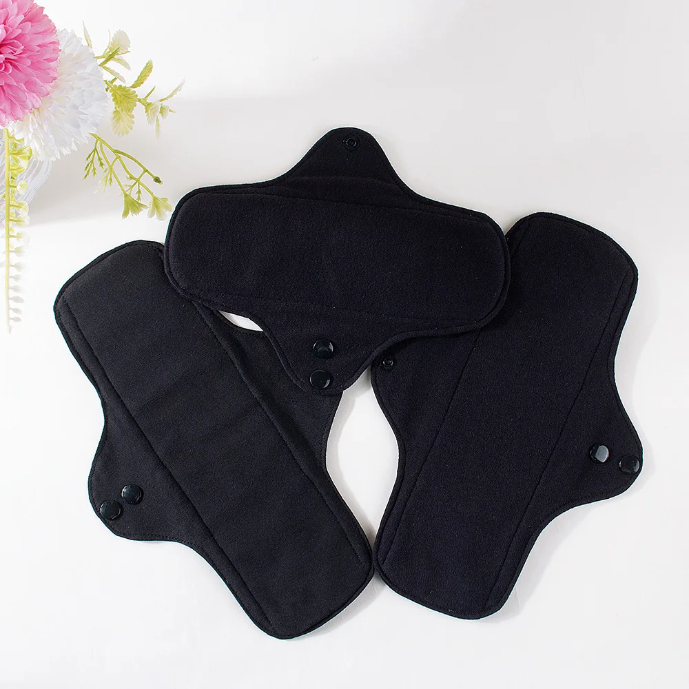 3pcs Full Cotton Hot Pressing Mama Cloth Night Long Sanitary Pads Washable Sanitary Napkins Reusable Panty Liners for Female