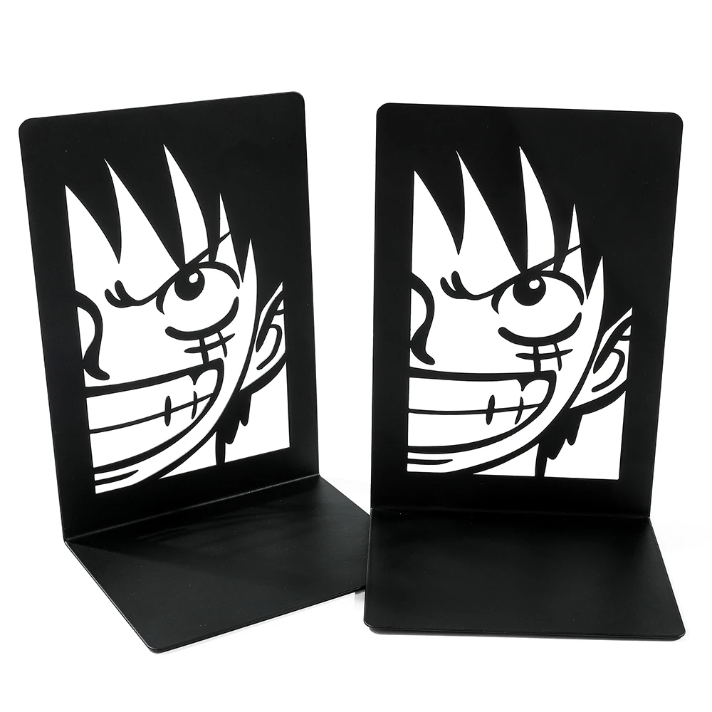 2Pcs One Pieces Bro Bookends for Cartoon Fans, Anime Metal Bookends Desktop Home Bookends Desktop Organization Office Supplies