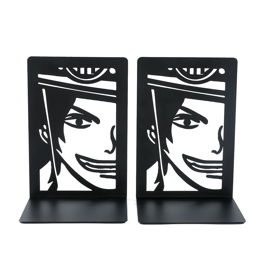 2Pcs One Pieces Bro Bookends for Cartoon Fans, Anime Metal Bookends Desktop Home Bookends Desktop Organization Office Supplies