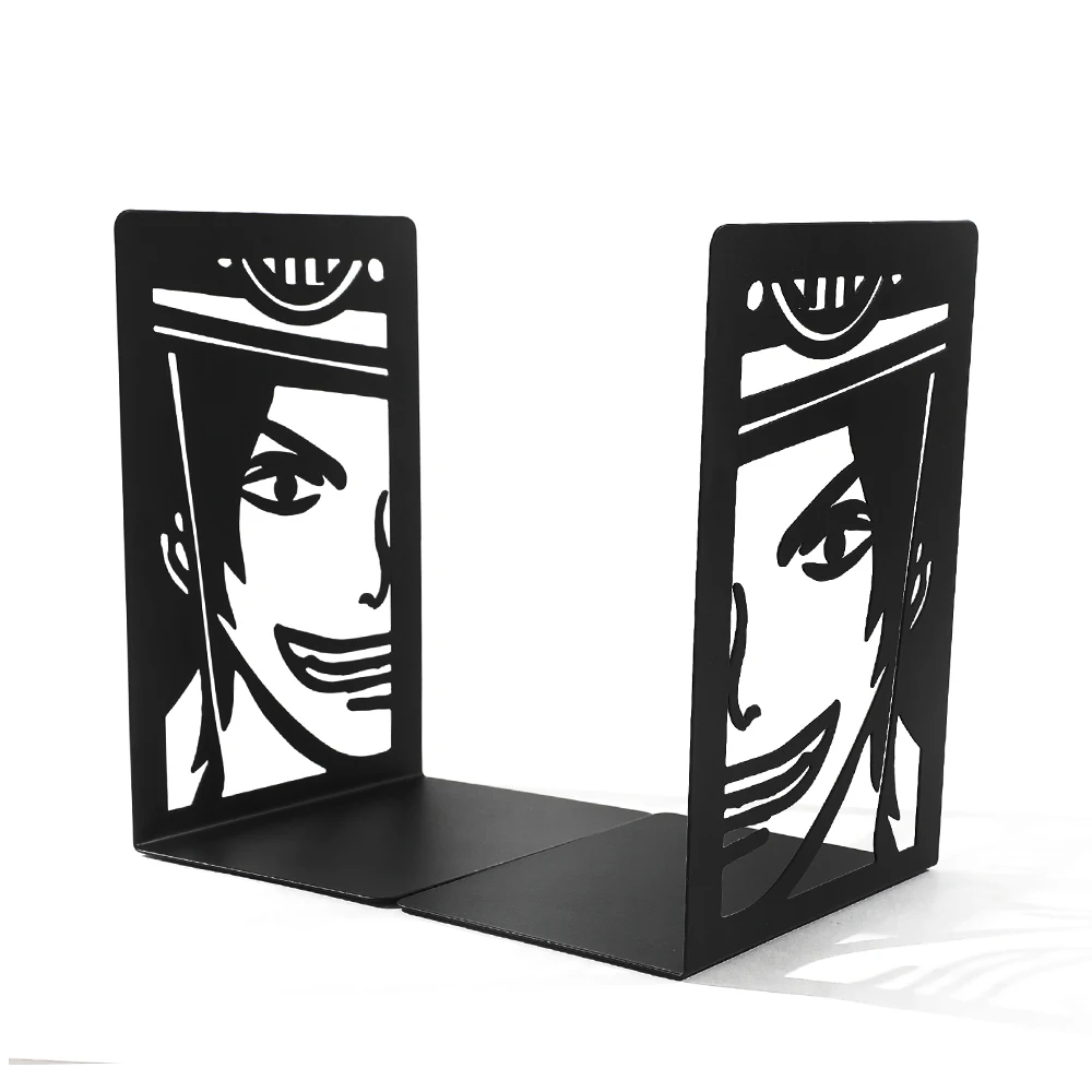 2Pcs One Pieces Bro Bookends for Cartoon Fans, Anime Metal Bookends Desktop Home Bookends Desktop Organization Office Supplies