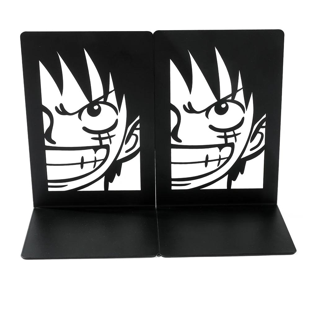 2Pcs One Pieces Bro Bookends for Cartoon Fans, Anime Metal Bookends Desktop Home Bookends Desktop Organization Office Supplies