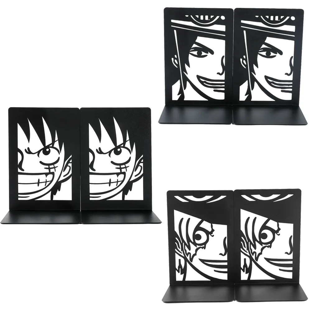 2Pcs One Pieces Bro Bookends for Cartoon Fans, Anime Metal Bookends Desktop Home Bookends Desktop Organization Office Supplies