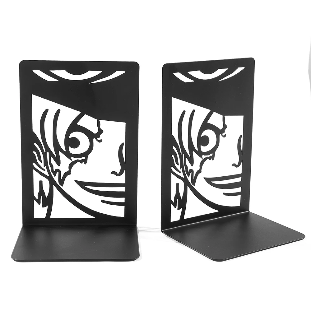 2Pcs One Pieces Bro Bookends for Cartoon Fans, Anime Metal Bookends Desktop Home Bookends Desktop Organization Office Supplies