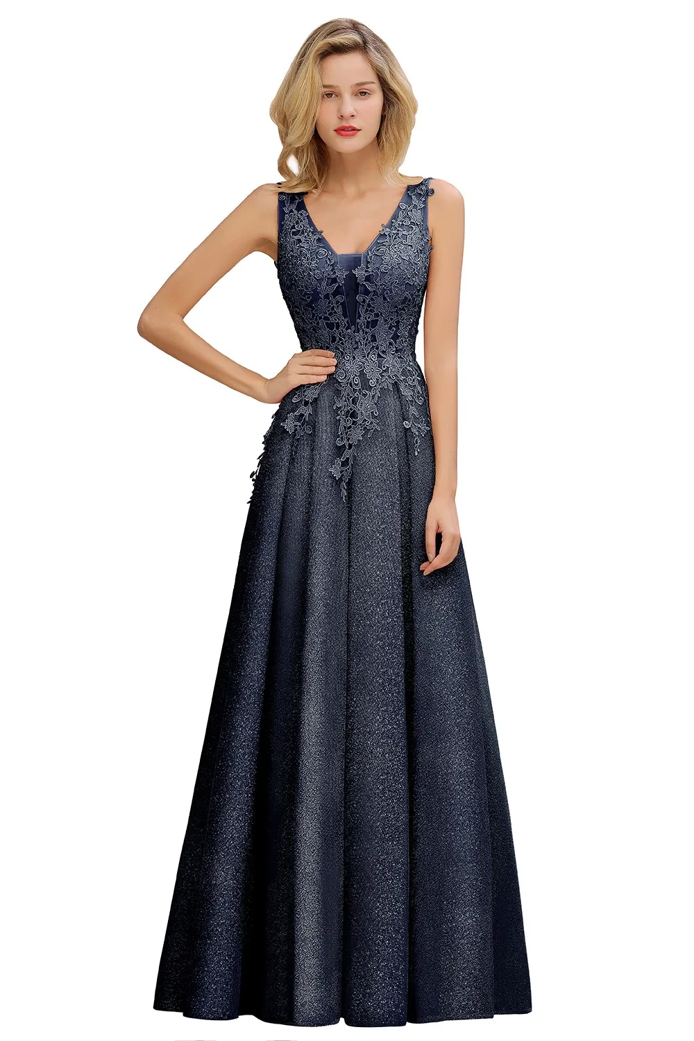 Dusty Pink Bridesmaid Dresses Appliques Lace V Neck Illusion Blue Burgundy Silver For Bride Wedding Party Prom Gowns Vestidos