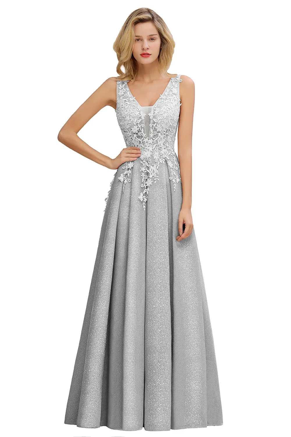 Dusty Pink Bridesmaid Dresses Appliques Lace V Neck Illusion Blue Burgundy Silver For Bride Wedding Party Prom Gowns Vestidos