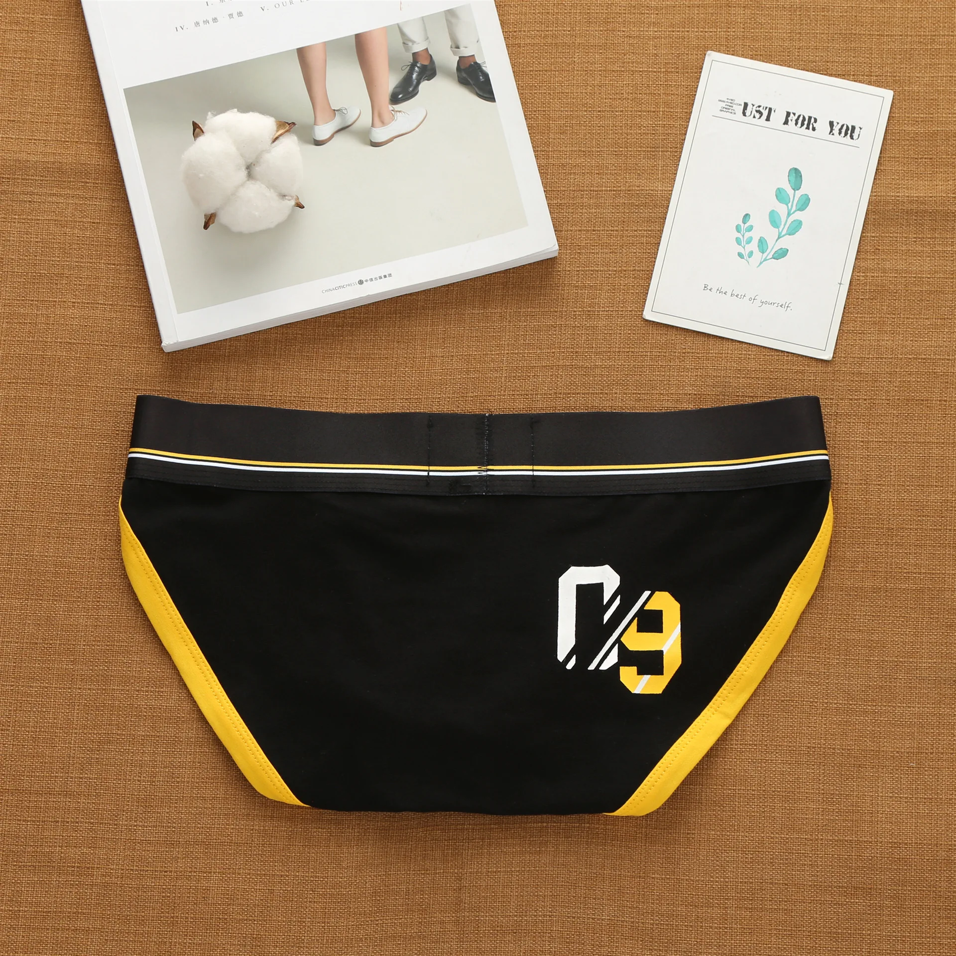 Addicted men's sexy underwear with high cross letters and low waist fashion loose cotton tide Korean briefs