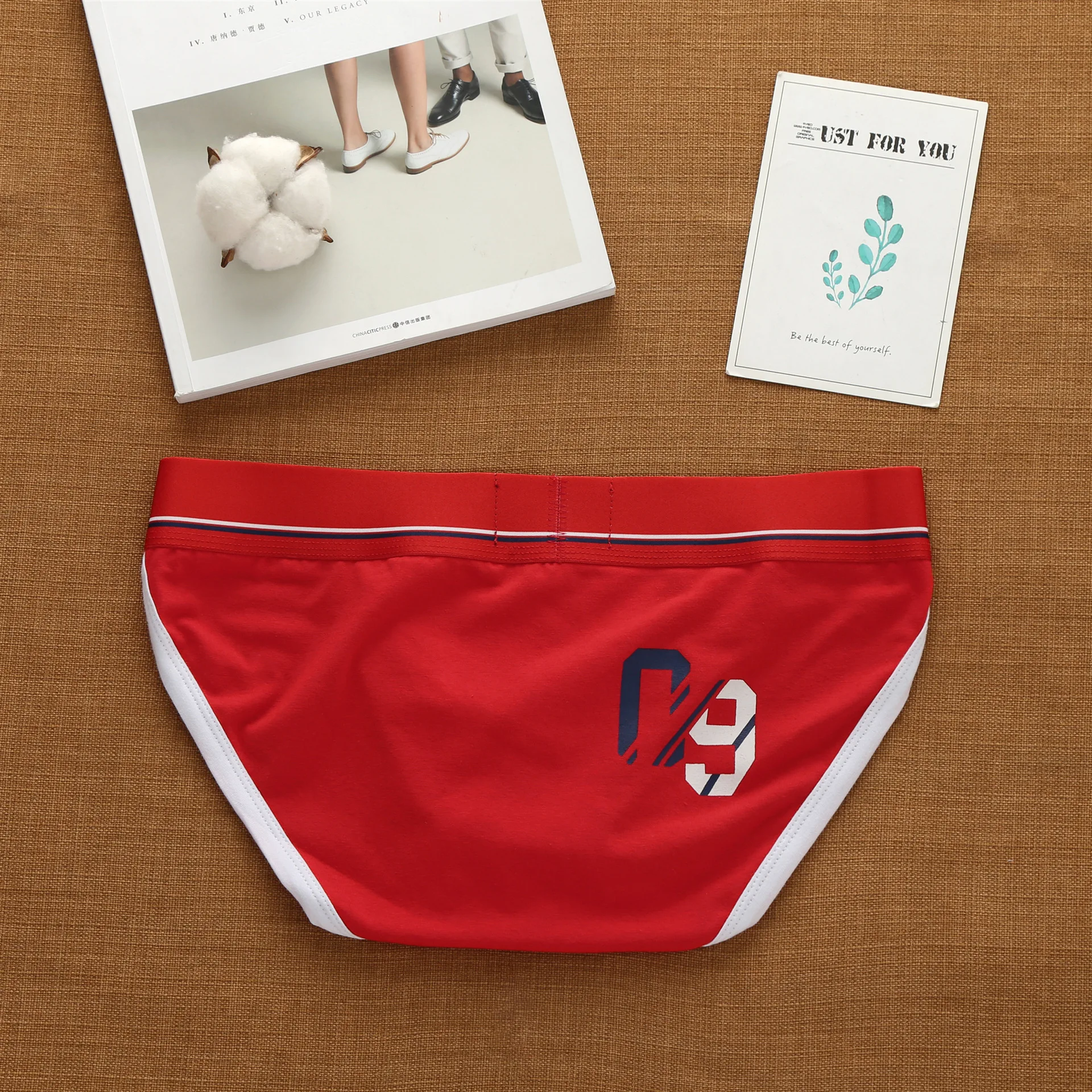 Addicted men's sexy underwear with high cross letters and low waist fashion loose cotton tide Korean briefs