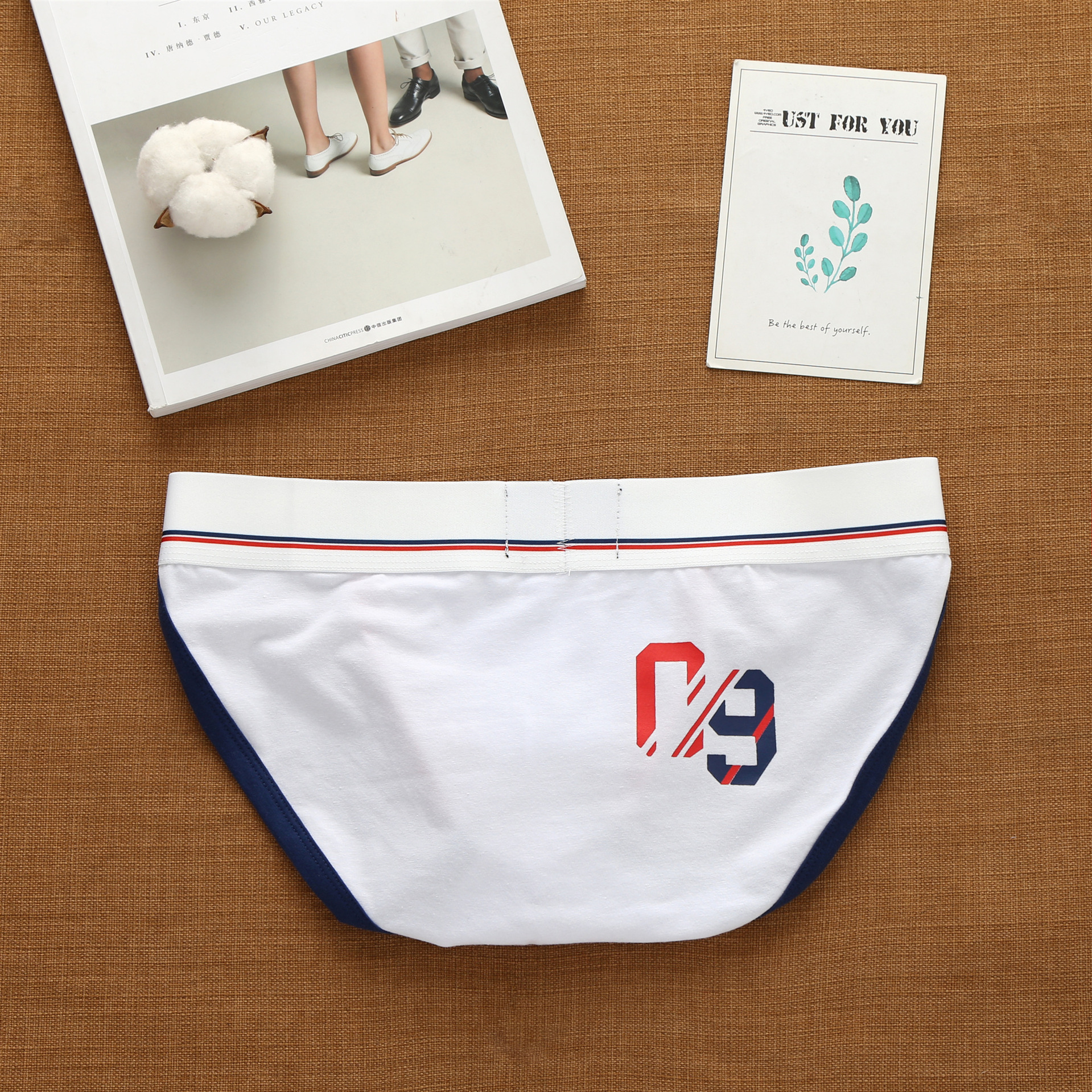 Addicted men's sexy underwear with high cross letters and low waist fashion loose cotton tide Korean briefs