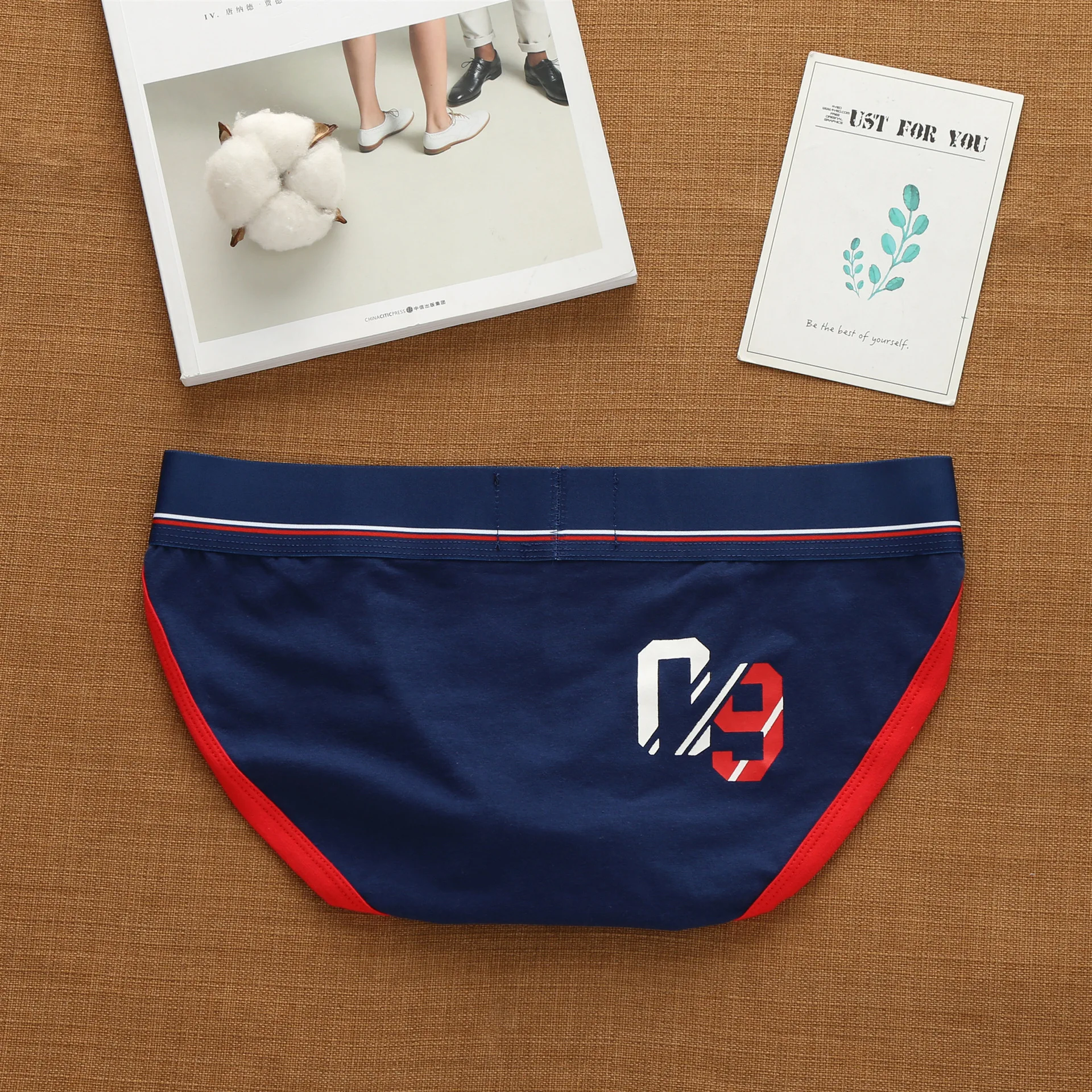 Addicted men's sexy underwear with high cross letters and low waist fashion loose cotton tide Korean briefs