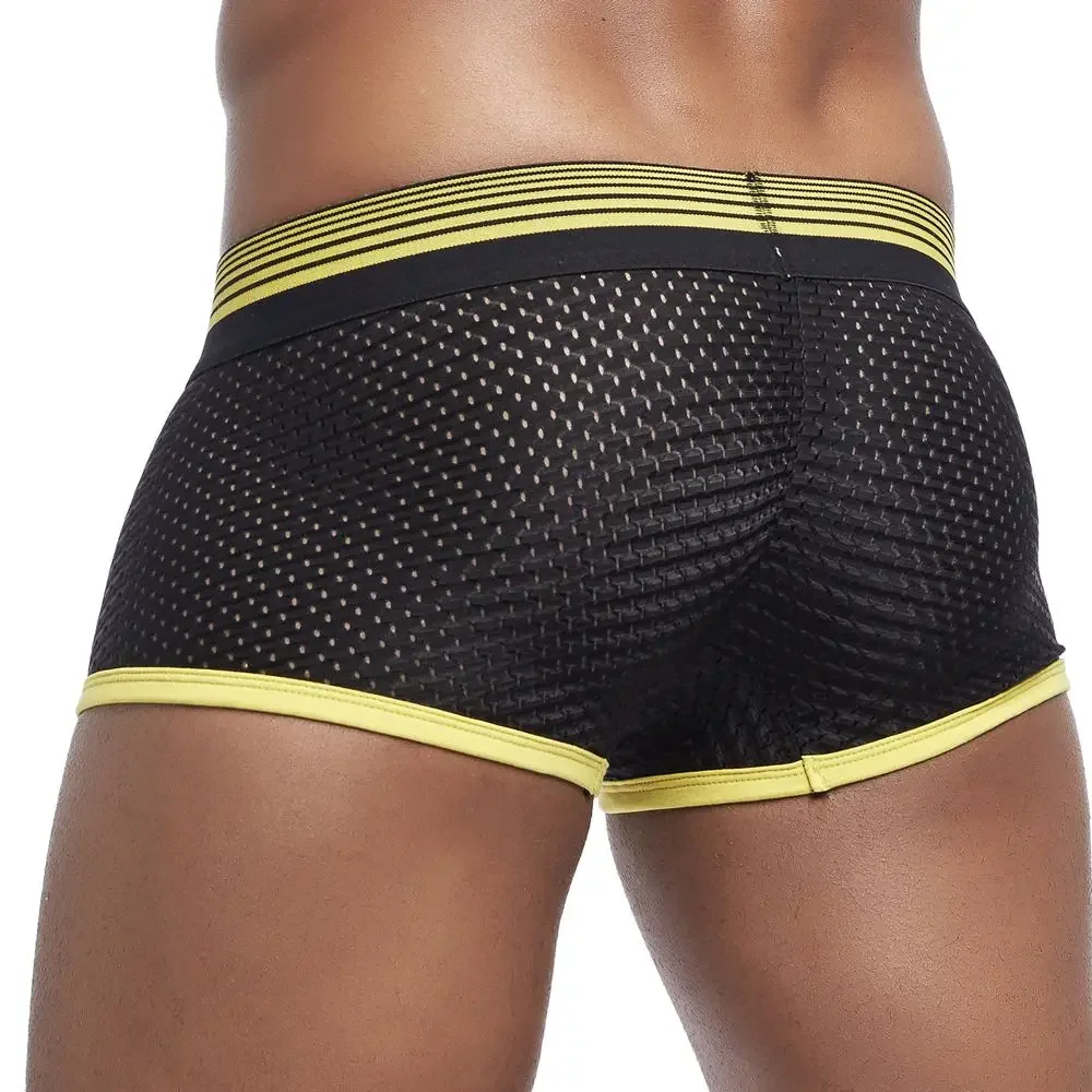 Sexy Men Underwear Boxer Shorts New Trunks Mens Boxershorts Underware Boxers Funny Low Waist Nylon Mesh Breathable Quick Drying