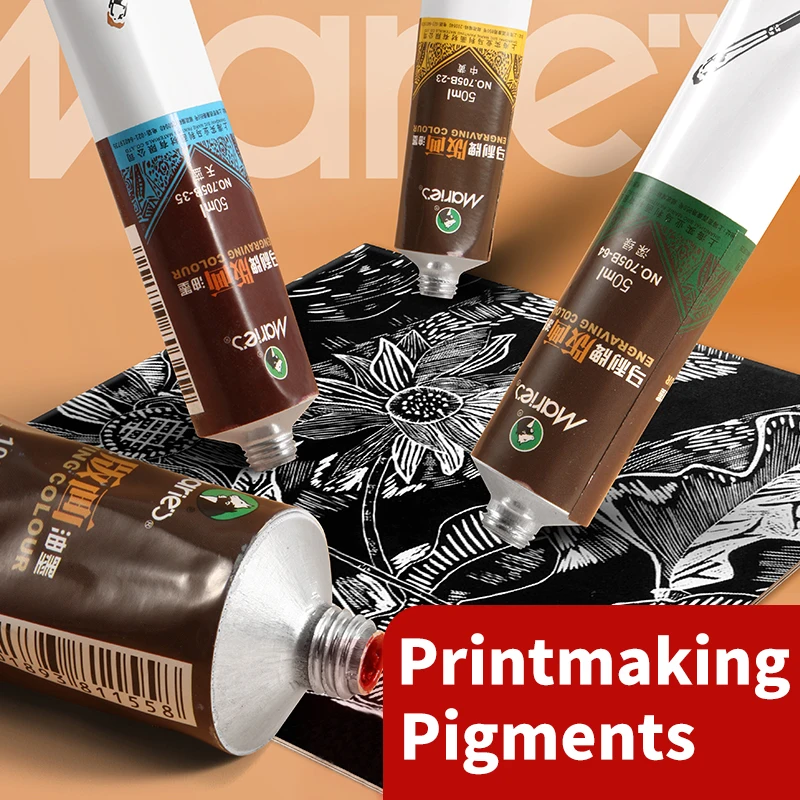 Marie's 6 Colors 50ml/1.69 oz Printmaking Inks,Oil-Based Printing Paint Linoleum Blocks on Paper Glue Board Wood,Wall for Adults