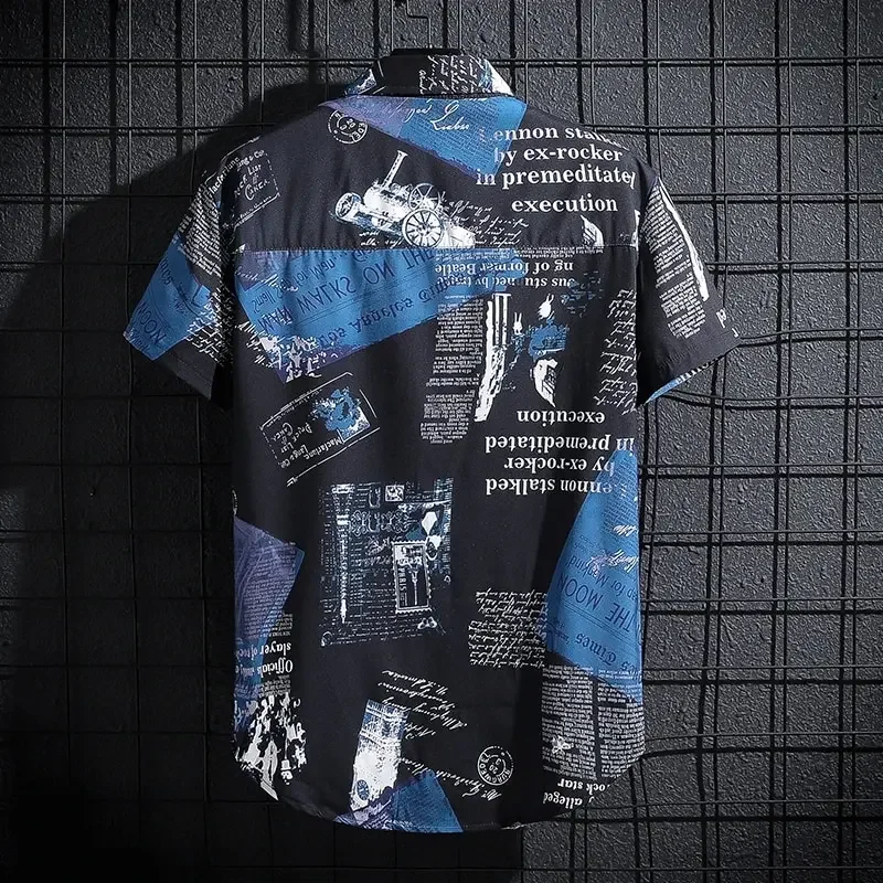 Men's Short sleeve Print Shirts Thin Beach Top Seaside Leisure Men's Essential Clothes